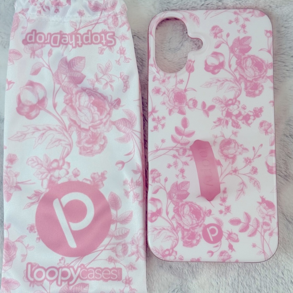 Loopy Case:Fits iPhone 6.7" Screen Pink Toile Case w/Translucent Pink Super Loop